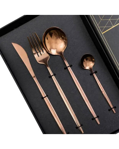 Набір столових приборів 24 предмети набір ложок виделок і ножів на 6 персон Бронзовий HP-20-44 Набір столових приборів 24 предмети набір ложок виделок і ножів на 6 персон Бронзовий HP-20-44