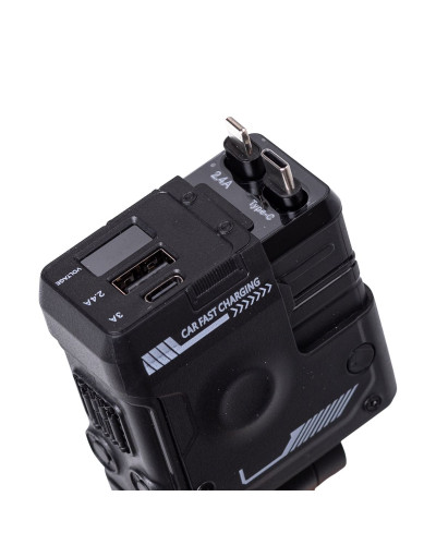 Автомобільний зарядний пристрій MECHA з висувними кабелями та портами USB/Type-C Чорний HP-A1B