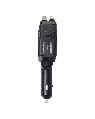 Автомобільний зарядний пристрій MECHA з висувними кабелями та портами USB/Type-C Чорний HP-A1B