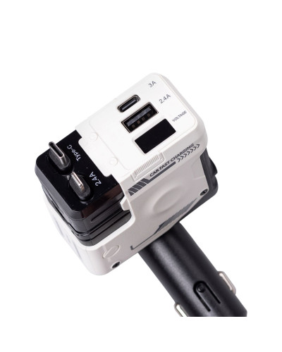 Автомобільний зарядний пристрій MECHA з висувними кабелями та портами USB/Type-C Білий HP-A1W