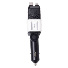Автомобільний зарядний пристрій MECHA з висувними кабелями та портами USB/Type-C Білий HP-A1W