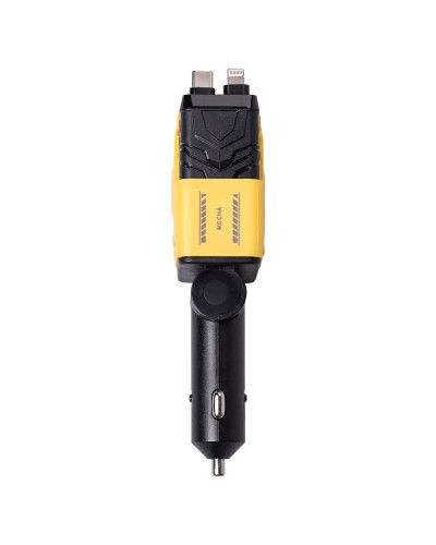 Автомобільний зарядний пристрій MECHA з висувними кабелями та портами USB/Type-C Жовтий HP-A1Y