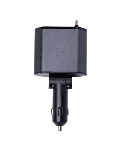 Автомобільний зарядний пристрій з висувними кабелями та портами USB-A/USB-C HP-C1