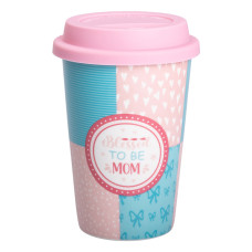 Склянка керамічна 420 (мл) із силіконовою кришкою Blessed to be mom RX-N240288BM