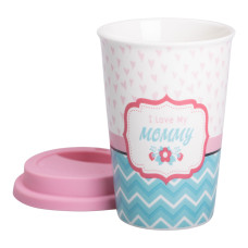 Склянка керамічна 420 (мл) із силіконовою кришкою I love my mommy RX-N240288LM