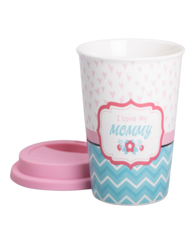 Склянка керамічна 420 (мл) із силіконовою кришкою I love my mommy RX-N240288LM