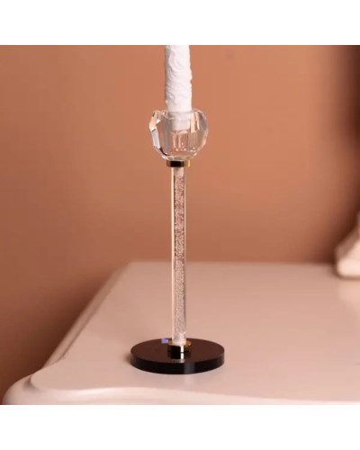 Скляний свічник Crystal Pillar 22см на стіл високий декоративний HP-7-26