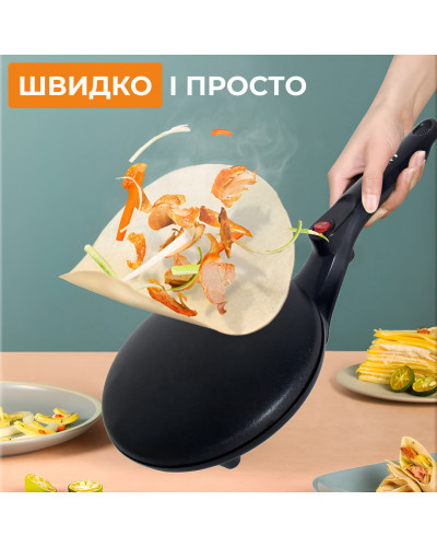 Млинниця електрична 20 см 650 Вт сковорода для млинців антипригарна заглибна Sokany