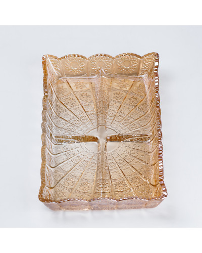 Блюдо для закусок 28.5 × 16.5 (см) на 4 секції прямокутна з товстого скла тарілка менажниця секційна