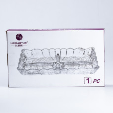 Блюдо для закусок 28.5 × 16.5 (см) на 4 секції прямокутна з товстого скла тарілка менажниця секційна