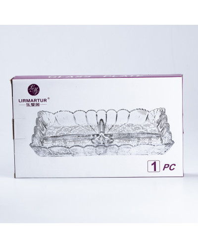 Блюдо для закусок 28.5 × 16.5 (см) на 4 секції прямокутна з товстого скла тарілка менажниця секційна