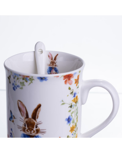 Чашка порцелянова Garden Rabbits для чаю та кави  з блюдцем і ложкою 300 мл HP-7323-1