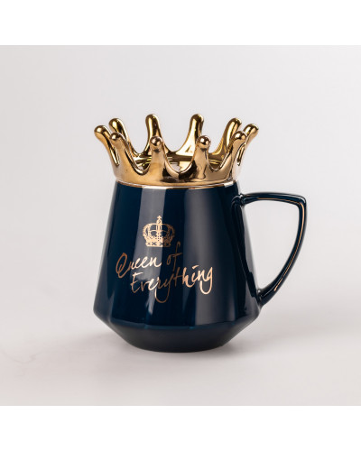 Чашка керамічна 400 мл Queen of Everything з кришкою та ложкою