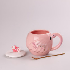 Чашка керамічна Flamingo 500мл з кришкою і ложкою чашки для кави