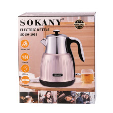 Електрочайник безшумний з нержавійки на 1,8 л 3000 Вт Sokany SK-SH-1055