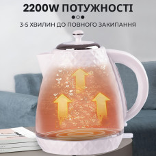 Електрочайник стильний безшумний дисковий 1,7 л 2200 Вт Sokany Білий
