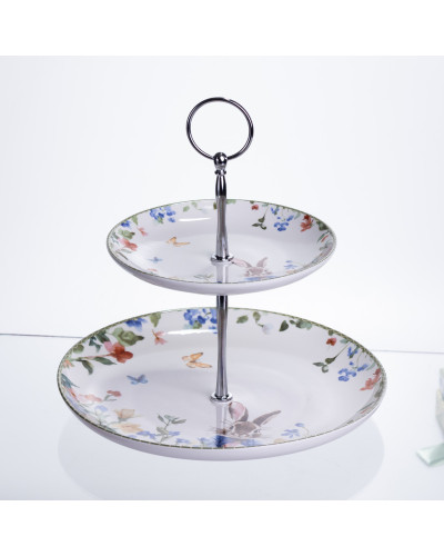 Етажерка Garden Rabbits порцелянова для фруктів та десертів 23*24 см HP-7323-6