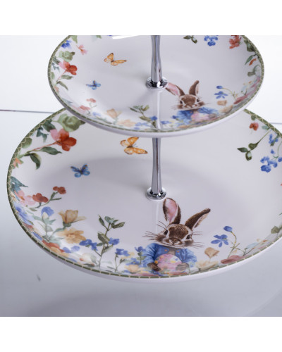 Етажерка Garden Rabbits порцелянова для фруктів та десертів 23*24 см HP-7323-6