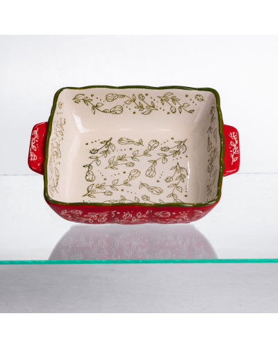 Форма для запікання Vintage 20×16.5×4 (см) квадратна з ручками Червона HM04-13