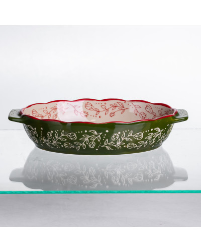 Форма для запікання Vintage 25×15×5 (см) овальна з ручками Зелена HM05-01
