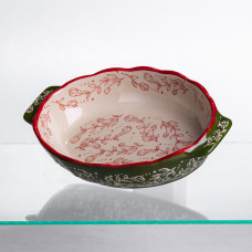 Форма для запікання Vintage 25×15×5 (см) овальна з ручками Зелена HM05-01