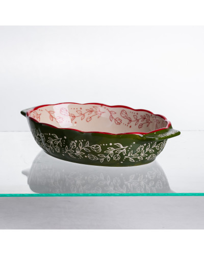 Форма для запікання Vintage 25×15×5 (см) овальна з ручками Зелена HM05-01