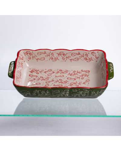 Форма для випікання Vintage 28×17×5 (см) прямокутна форма для випікання в духовці з ручками Зеленая HM05-10