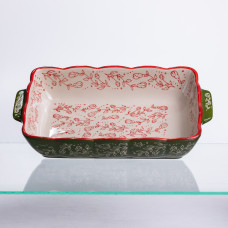 Форма для випікання Vintage 28×17×5 (см) прямокутна форма для випікання в духовці з ручками Зеленая HM05-10
