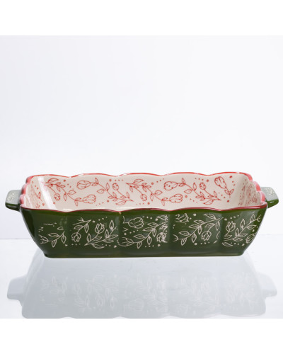 Форма для випікання Vintage 28×17×5 (см) прямокутна форма для випікання в духовці з ручками Зеленая HM05-10