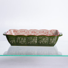 Форма для випікання Vintage 28×17×5 (см) прямокутна форма для випікання в духовці з ручками Зеленая HM05-10