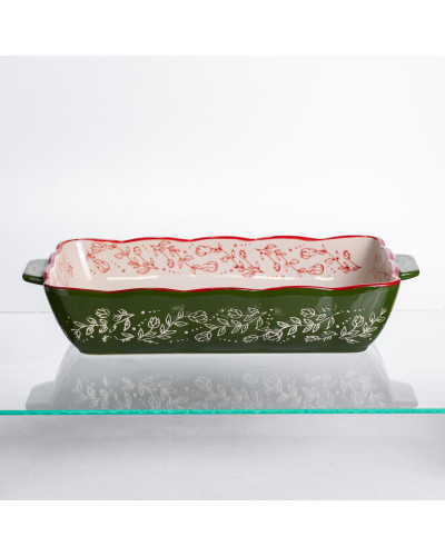 Форма для запікання Vintage 33×21×5.5 (см) прямокутна з ручками Зелена HM05-11