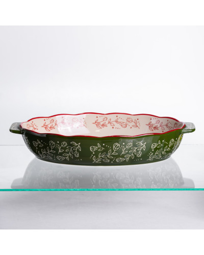 Форма для запікання Vintage 35×22×5 (см) овальна з ручками Зелена HM05-03