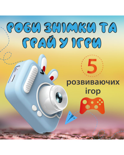 Фотоапарат дитячий міні акумуляторний з USB, цифрова фотокамера для фото та відео з іграми Блакитний