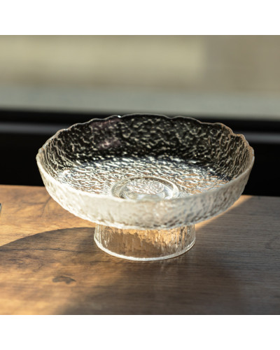 Фруктовниця на ніжці Ice Textured 15 см з крижаною текстурою скла Yiwu HP-34-88