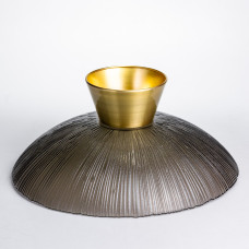 Фруктовниця скляна "Gold & Grey" 34 см на золотій ніжці Yiwu HP-34-119