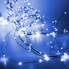 Гірлянда кінський хвіст Роса 10 ниток на 200 LED лампочок світлодіодна мідний провід 2 м по 20 діодів Синій