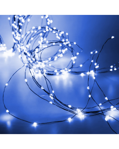 Гірлянда кінський хвіст Роса 20 ниток на 600 LED світлодіодна лампочок мідний провід 3 м 8 режимів Синій Гірлянда кінський хвіст Роса 20 ниток на 600 LED світлодіодна лампочок мідний провід 3 м 8 режимів Синій