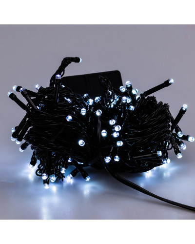 Гірлянда нитка 10м на 200 LED лампочок світлодіодна чорний провід 8 режимів роботи Білий Гірлянда нитка 10м на 200 LED лампочок світлодіодна чорний провід 8 режимів роботи Білий