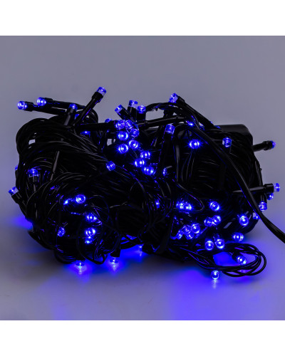 Гірлянда нитка 10м на 200 LED лампочок світлодіодна чорний провід 8 режимів роботи Синій Гірлянда нитка 10м на 200 LED лампочок світлодіодна чорний провід 8 режимів роботи Синій