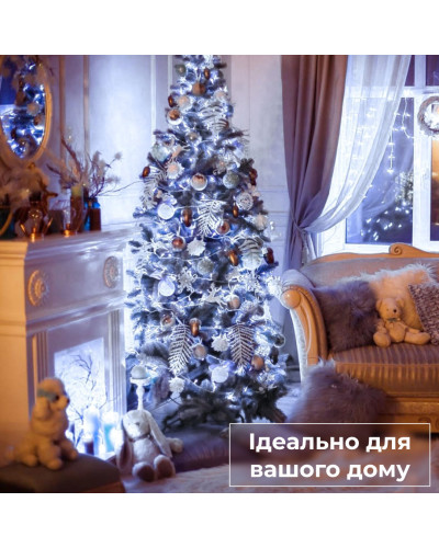 Гірлянда нитка 10м на 200 LED лампочок світлодіодна прозорий провід 8 режимів Білий Гірлянда нитка 10м на 200 LED лампочок світлодіодна прозорий провід 8 режимів Білий