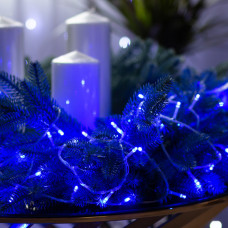 Гірлянда нитка 10м на 200 LED лампочок світлодіодна прозорий провід 8 режимів Синій