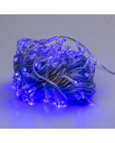 Гірлянда нитка 10м на 200 LED лампочок світлодіодна прозорий провід 8 режимів Синій Гірлянда нитка 10м на 200 LED лампочок світлодіодна прозорий провід 8 режимів Синій