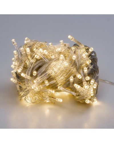 Гірлянда нитка 10м на 200 LED лампочок світлодіодна прозорий провід 8 режимів Жовтий Гірлянда нитка 10м на 200 LED лампочок світлодіодна прозорий провід 8 режимів Жовтий