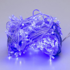Гірлянда нитка 16м на 300 LED лампочок світлодіодна прозорий провід 8 режимів Синій