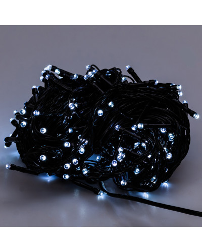 Гірлянда нитка 16м на 400 LED лампочок світлодіодна чорний провід 8 режимів роботи Білий Гірлянда нитка 16м на 400 LED лампочок світлодіодна чорний провід 8 режимів роботи Білий