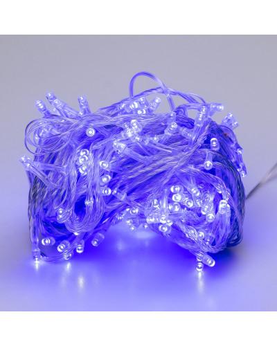 Гірлянда нитка 18м на 400 LED лампочок світлодіодна прозорий провід 8 режимів роботи Синій