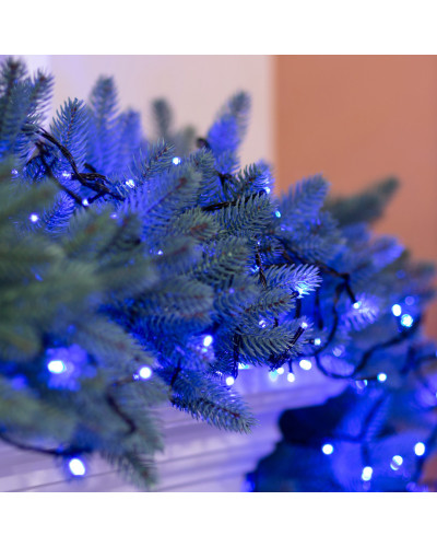 Гірлянда нитка 6м на 100 LED лампочок світлодіодна чорний провід 8 режимів роботи Синій Гірлянда нитка 6м на 100 LED лампочок світлодіодна чорний провід 8 режимів роботи Синій
