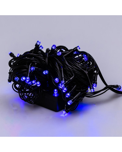 Гірлянда нитка 6м на 100 LED лампочок світлодіодна чорний провід 8 режимів роботи Синій Гірлянда нитка 6м на 100 LED лампочок світлодіодна чорний провід 8 режимів роботи Синій