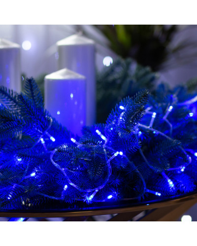 Гірлянда нитка 6м на 100 LED лампочок світлодіодна прозорий провід 8 режимів Синій Гірлянда нитка 6м на 100 LED лампочок світлодіодна прозорий провід 8 режимів Синій