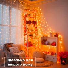 Гірлянда нитка 6м на 100 LED лампочок світлодіодна прозорий провід 8 режимів Жовтий